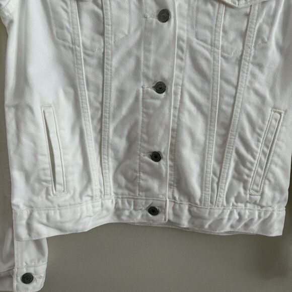 Levis Women S White Denim Casual Slim Button Front Original Trucker Jean Jacket - Picture 4 of 13